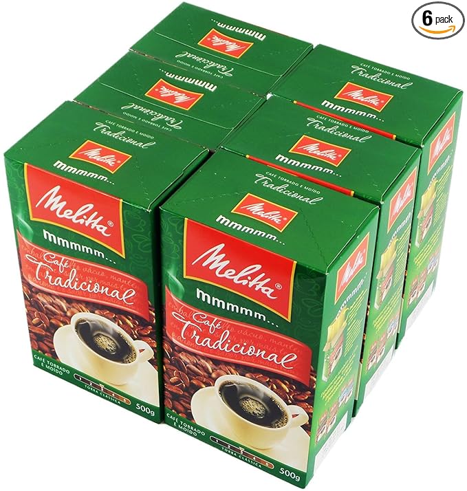 Melitta traditional Roasted Coffee - 17.6 oz | (PACK OF 6) | Café Torrado e Moído Tradicional - 500g.