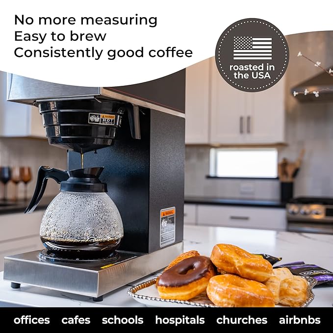 Colonial Coffee Packets Pre Ground Coffee Packs High Caffeine Blend Medium - Dark Roast Bulk Single Pot Bags for Drip Coffee Makers (2.5 oz Bags Pack of 100)