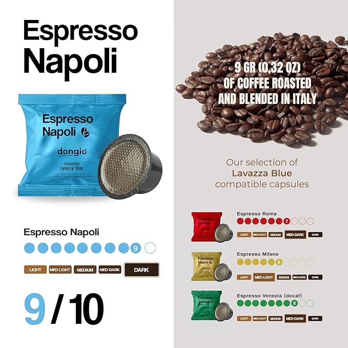 Dongiò Caffè - Capsule compatibili con Lavazza Blue 40 (40 Count Espresso Napoli)
