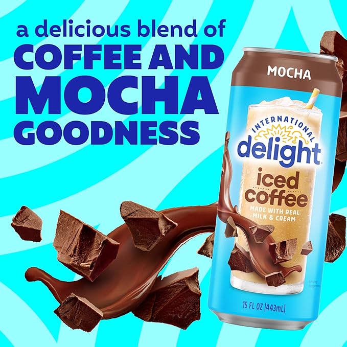 International Delight Iced Coffee Mocha Grab and Go Coffee Drinks Made with Real Milk and Cream 15 FL OZ Can 12 Count