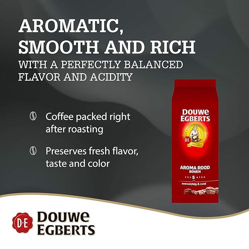 2 Packs Douwe Egberts Aroma Rood Whole Beans Coffee x 17.6oz/500g