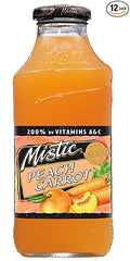 Mistic Peach Carrot Juice 16 fl oz (12 Glass Bottles)