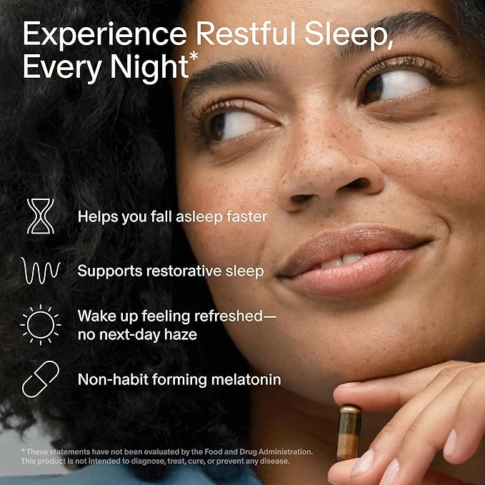 Seed PM-02 Sleep + Restore - Sleep Aid for Women &amp Men - Non-Habit Forming Bioidentical Melatonin &amp Ashwagandha - Vegan &amp Shelf-Stable - 30 Capsules (30-Day Supply)