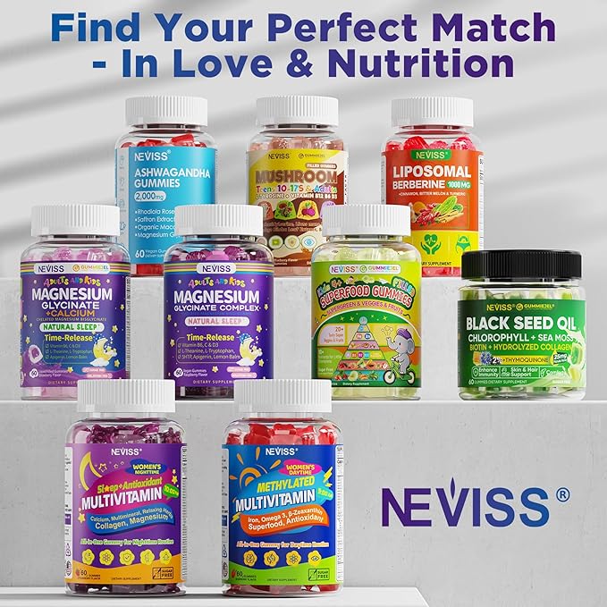NEVISS 52-in-1 Methylated Multivitamin for Women Gummies with Iron Omega-3 B6 B9 B12 for Day | Magnesium Glycinate Calcium Collagen for Night Renewal/Sleep Womens 18 30 40 50 60 70+ AM PM Daily