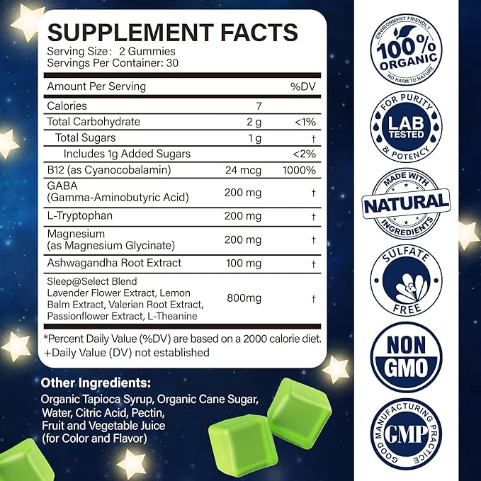 Melatonin Free Sleep Aid Gummies + 5-HTP Gummies for Adults  with GABA L-Theanine L-Tryptophan Magnesium Ashwagandha Turmeric - Non-Habit Forming Banana Extract Help for Deep Relaxation Calm