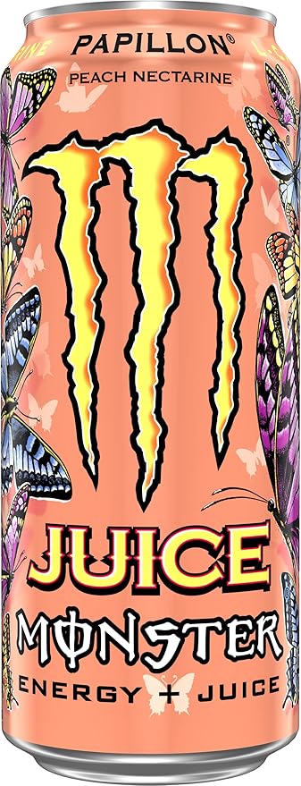 Monster Energy Juice Monster Papillon Peach Nectarine Energy + Juice Energy Drink 16 Ounce (Pack of 15)
