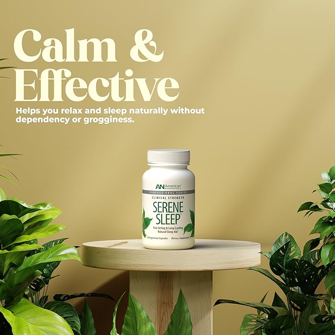 American Nutriceuticals - Serene Sleep Aid - with Melatonin &amp Magnesium - All Natural Sleep Aid for Adults -Long-Lasting - 60 Capsules -30 Day Supply
