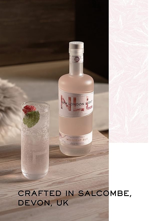 New London Light 'Midnight Sun' | 0% Non-Alcoholic Aperitif 70cl | Nordic wild coastal berries kelp and pine flavors | Made in England