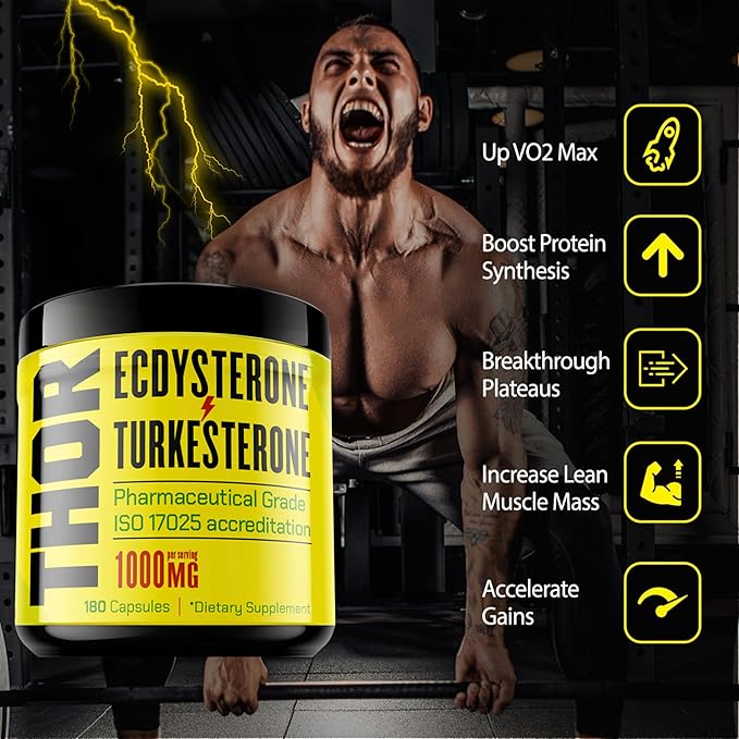 Turkesterone + Ecdysterone | Anabolic Supplement (3 Months - 180 Caps) Olympic Grade Testing - ISO 17025 Certification |1000mg - 98%-95% Purity with Lab Synthesized Cyclodextrin | Beta Ecdisterona