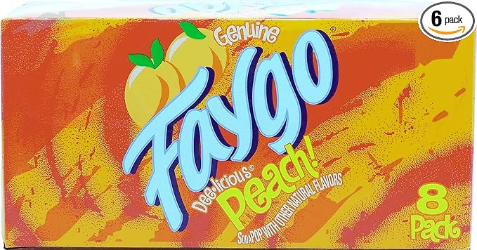 Faygo Peach! flavor soda pop 12-fluid ounce cans 8-pack in box (6)