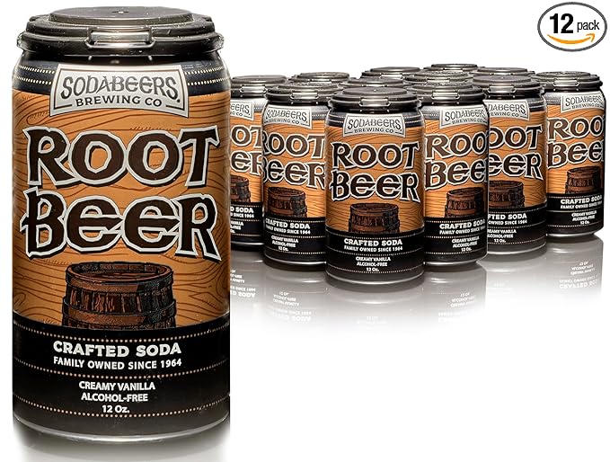 Root Beer | SodaBeers Brewing Co | Alcohol-Free Gluten-Free Crafted Sodas Made With Natural Flavors and Real Sugar Refreshing Fruit Beverages (12 Cans)