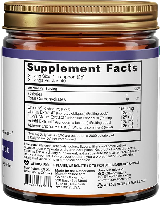Predator Wild Adaptogen Coffee - Mushrooms and Adaptogens - Free of Caffeine