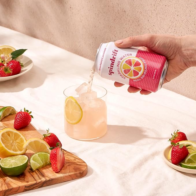 Spindrift Strawberry Lemonade Can 12 Ounce (Pack of 24)