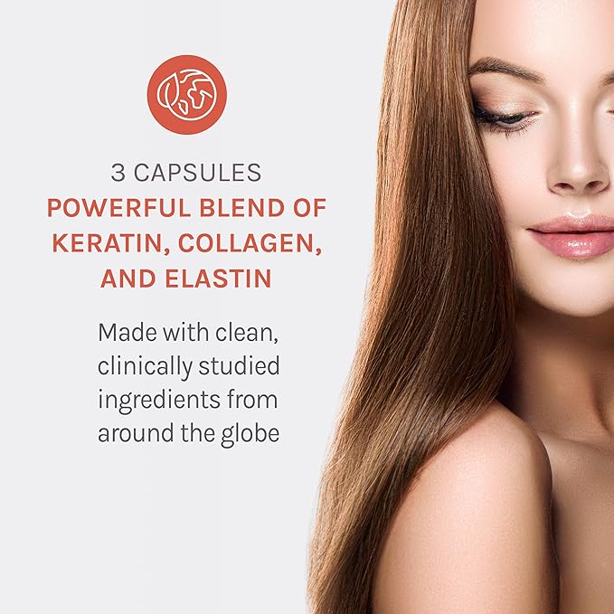 Reserveage Beauty - Tres Beauty 3 - Supplement for Hair Growth Skin Care &amp Nail Care - Collagen Supplement with Keratin &amp Biotin - Gluten Free - 90 Capsules (30 Servings)