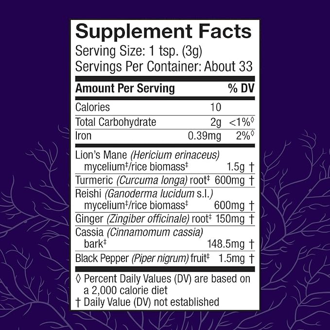 Host Defense MycoBotanicals Brain &amp Body* Powder - Digestive &amp Immune Support Supplement with Lion's Mane &amp Reishi Mushroom - Brain Supplement to Support Memory &amp Focus - 3.5 oz (33 Se