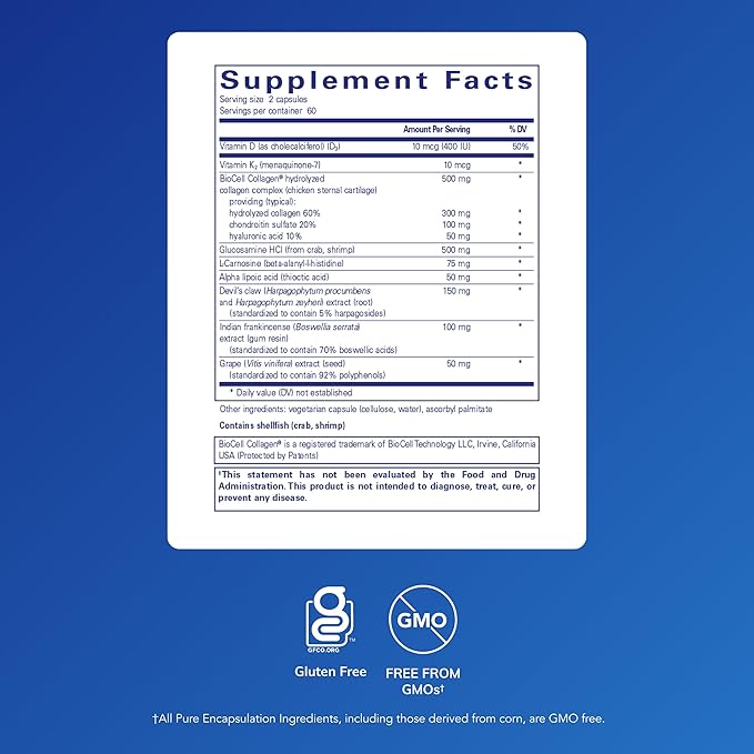 Pure Encapsulations Disc-Flex - Bone &amp Musculoskeletal Health Dietary Supplement - Supports Spinal Disc Strength &amp Flexibility* - Vegetarian &amp Gluten Free - 120 Capsules