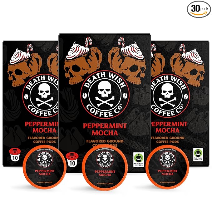 Death Wish Coffee Peppermint Mocha Flavored Coffee Pods (30 Count)