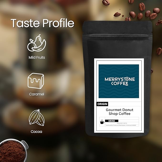 Merrystone Gourmet Donut Shop Blend Roasted to Order Medium Roast 12 oz Espresso Grind