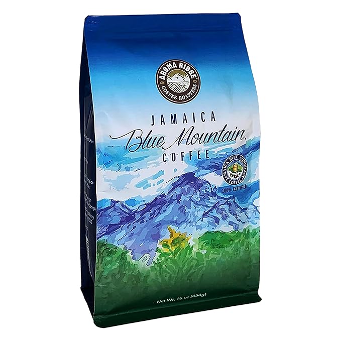 Jamaica Blue Mountain Ground Coffee | 1 LB Coffee Medium Roasted - Certified and 100% Wallenford Authentic Jamaican Blue Mountain Coffee Beans with a Smooth Milk Chocolate Finish | Grade 01 | Aroma Ri