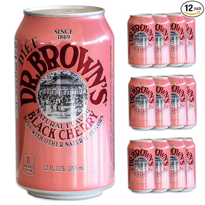Dr Brown's Diet Black Cherry Soda - Smooth Refreshing Crisp Cherry Flavors - 12 12oz Cans