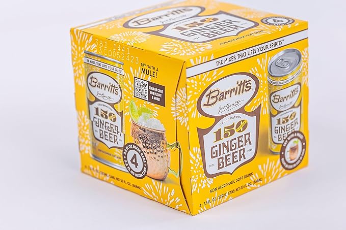 Barritt's Mixers - Ginger Beer Mix Non-Alcoholic Soda Cocktail Mixer 7.5 fl oz Cans 24 Pack Mini