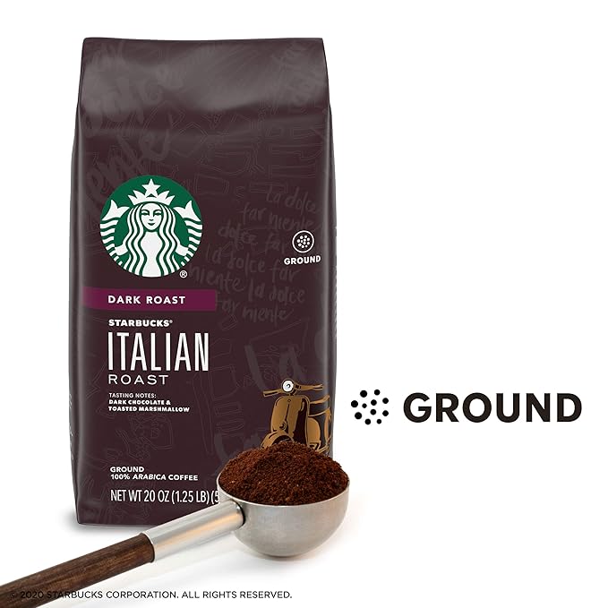 Starbucks Dark Roast Ground Coffee — Italian Roast — 100% Arabica — 6 bags (20 oz. each)
