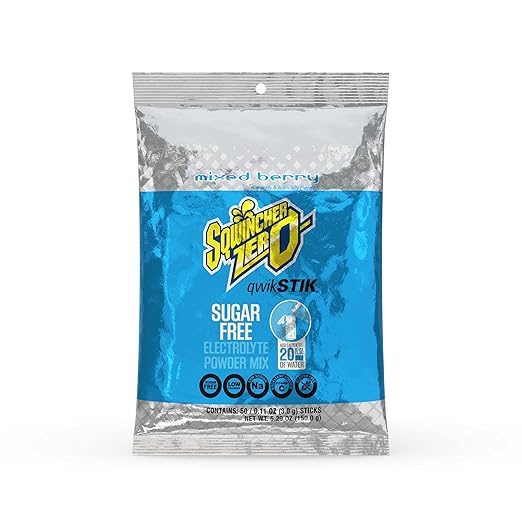 Sqwincher Zero Qwik Stik Sugar Free Watermelon &amp Mixed Berry Flavor Electrolyte Hydration Drink Mix (50 Count)