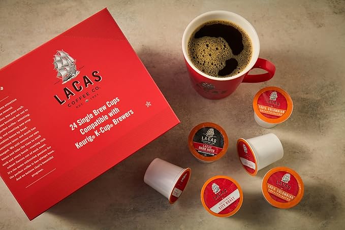 Lacas Coffee Original City Roast Single Serve Cups Compatible with Keurig K-Cup Brewers 24 Count