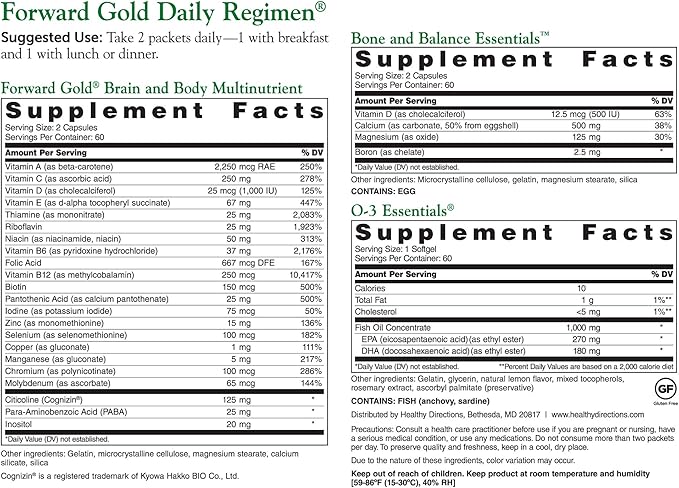 Dr. Whitaker's Forward Gold Daily Regimen Multi-Nutrient Vitamin Supplement for Adults 65+ 60 Packets (30-Day Supply)
