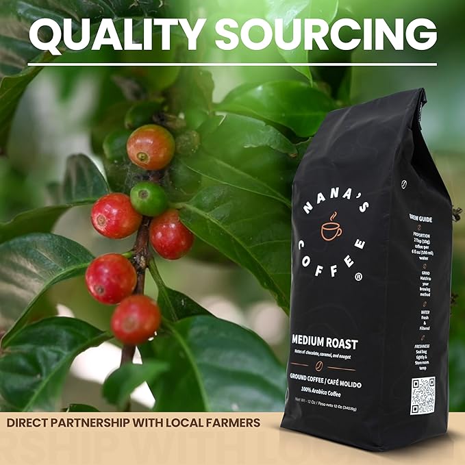 Nana’s Coffee Low Acid Organic Coffee Beans 12 Oz (Pack of 3) Single Origin Dominican Republic Smooth &amp Stomach Friendly Medium Roast