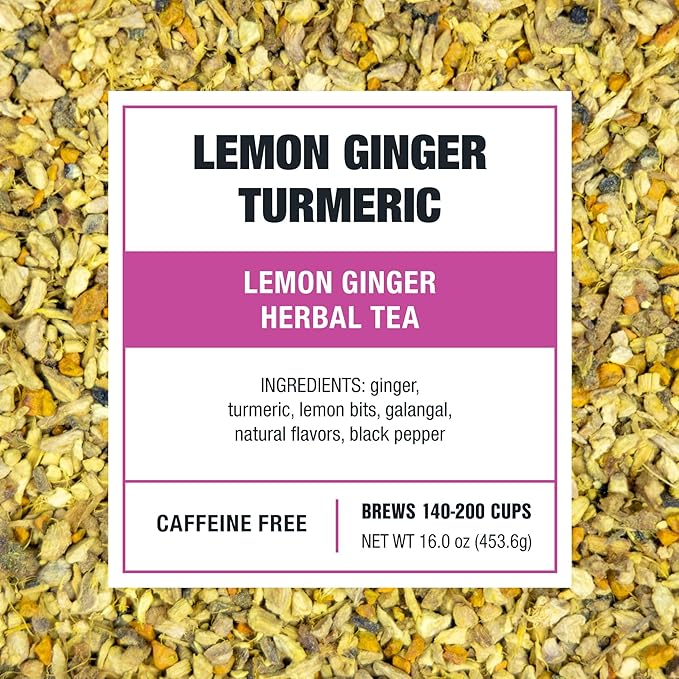 Tiesta Tea - Lemon Ginger Turmeric Loose Leaf Lemon Ginger Herbal Tea Premium Non-Caffeinated Herbal Blend Make Hot or Iced &amp Brews Up to 200 Cups 16 Ounce Resealable Bulk Pouch
