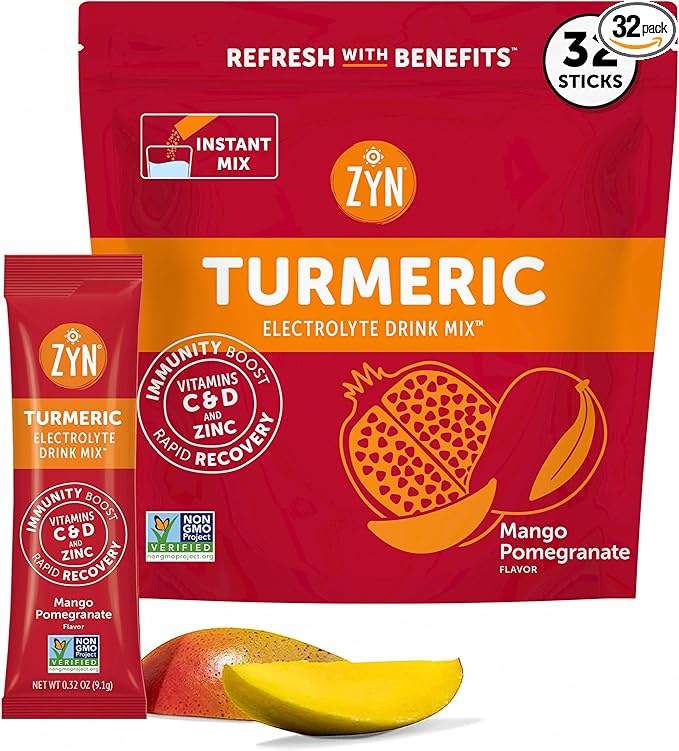ZYN Electrolyte Drink Mix Hydration Packets Mango Pomegranate Electrolytes Powder Pack of 32