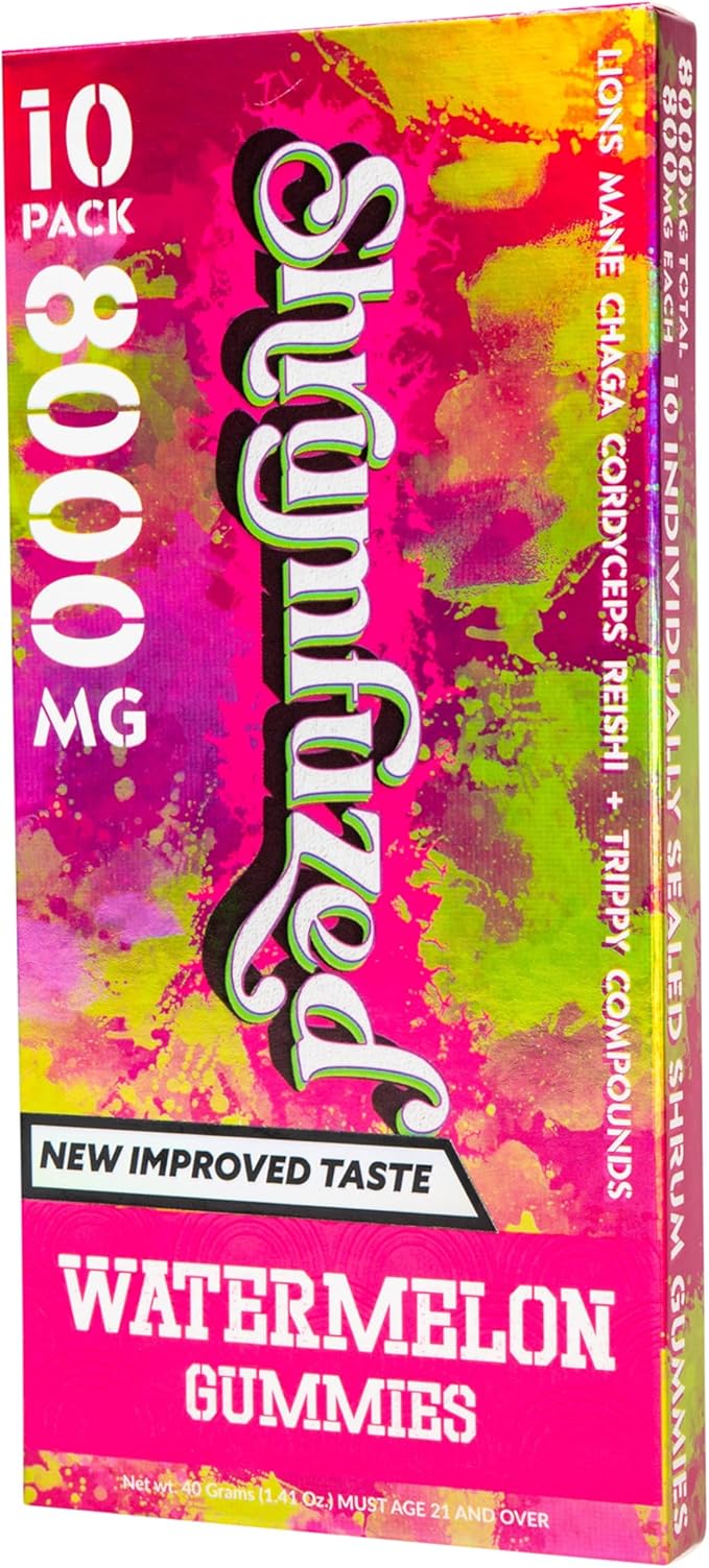 Proprietary Nootropic Gummy 8000mg Now with New Improved Taste - Lion's Mane Reishi Chaga and Cordycep Nootropic Mushroom Blend (10 Watermelon)