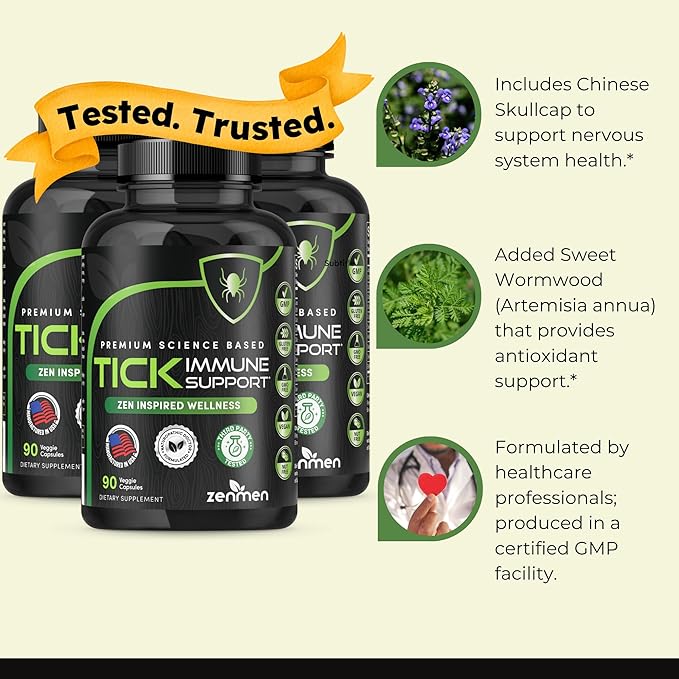 Zenmen Daily Tick Guard - Supports Your Defenses Before Outdoors Exposure - Tick Immune Support 3 Bottles