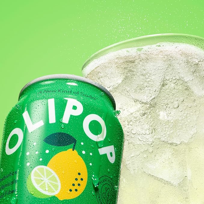 OLIPOP Prebiotic Soda Pop Lemon Lime A New Kind of Soda Packed with Prebiotics Fiber and Botanicals Gluten Free GMO Free 12oz (12-Cans)