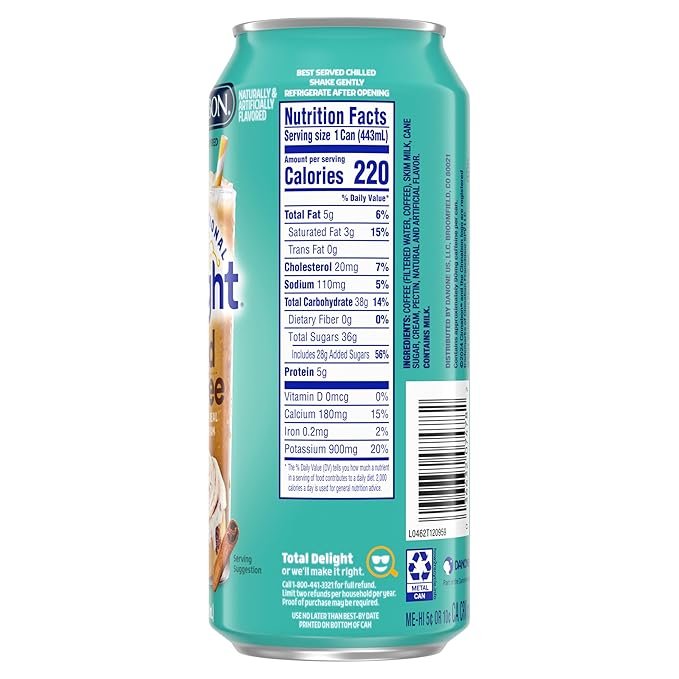 International Delight Iced Coffee Cinnabon® Grab and Go Coffee Drinks Made with Real Milk and Cream 15 FL OZ Can 12 Count