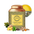 The Tea Heaven - Ginger Turmeric Loose Leaf Tea Herbal Mix with Black Pepper Cinnamon &amp Ginger 100 Grams (3.5 oz) Copper Tin