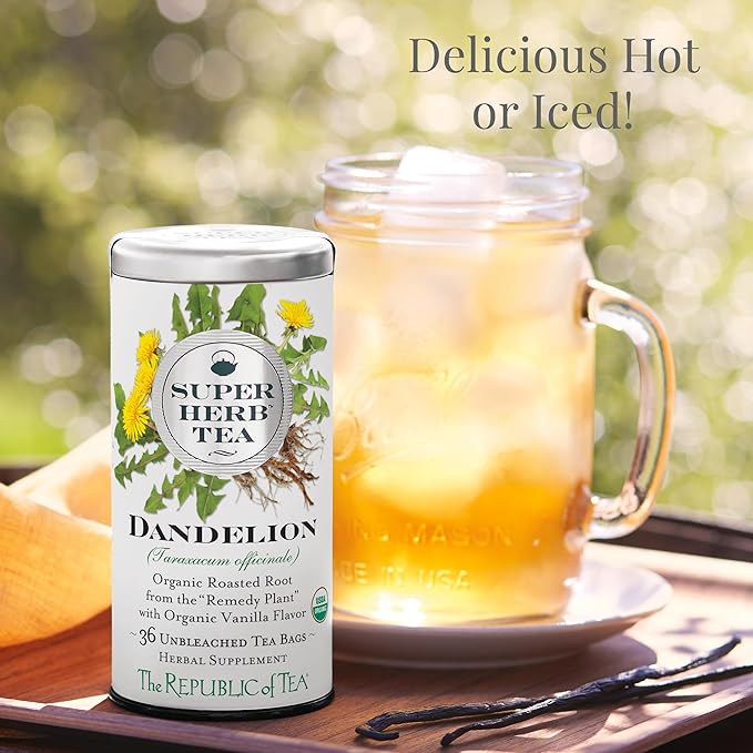 The Republic of Tea — Organic Dandelion SuperHerb Tea Refill Bag 250 Herbal Tea Bags Naturally Caffeine-Free