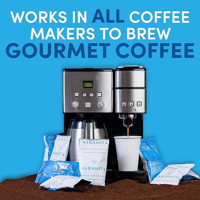 Colombian Coffee Packets – Medium Roast Ground 1.5oz Bulk Pre-Measured Packs for 12-Cup Drip Brewers Commercial Single-Pot Fractional Bags | Sarasota Coffee