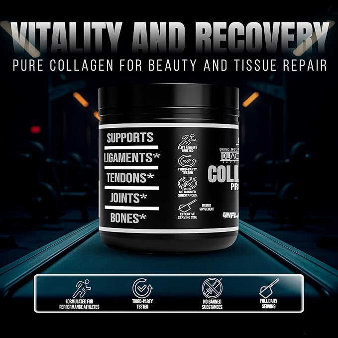 Blacklabel Unflavored Collagen Peptides Protein Powder – NSF Certified for Sport – Hydrolyzed Collagen Powder for Joint Tendon and Ligament Support – Protein with Collagen for Recovery – 28 Servings