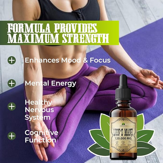 Lion's Mane Extract 4 fl oz Liquid – Natural Mushroom Supplement Tincture for Brain Memory Mental Clarity &amp Focus – Immune Support – High Potency Formula – 90-Day Supply