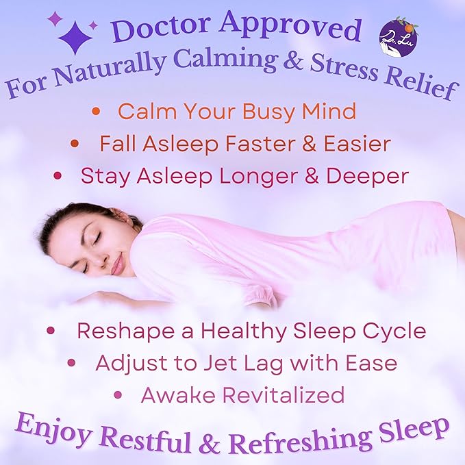 Dr. Lu’s Happy Sleep Tea | 100% Natural Calming Tea for Stress Relief | Bedtime tea for Fast Deep Restful Sleep | Handcrafted Sleepy Blend with Chamomile Lavender Lemon Balm &amp 8 More Relaxing