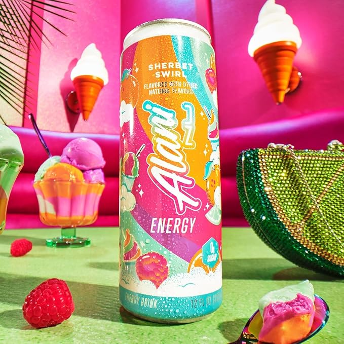 New Alani Energy Drinks Sherbet Swirl Flavor Sugar-Free Low-Calorie Energy Boost Drink 12 fl oz (Pack of 6) Repackaged By * Shadow Hunter*