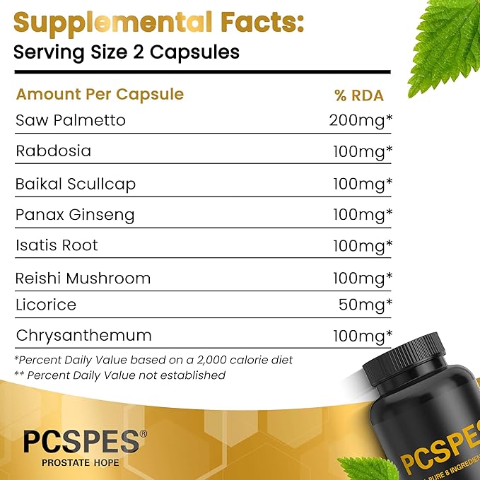 Prostate Supplements for Men - Lower PSA Levels Naturally with Saw Palmetto &amp 7 Pure Herbs - Bladder Control Supplements &amp Reduce Nighttime Urination 60 Count