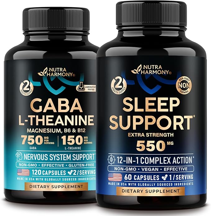NUTRAHARMONY GABA L-Theanine &amp Sleep Support Capsules