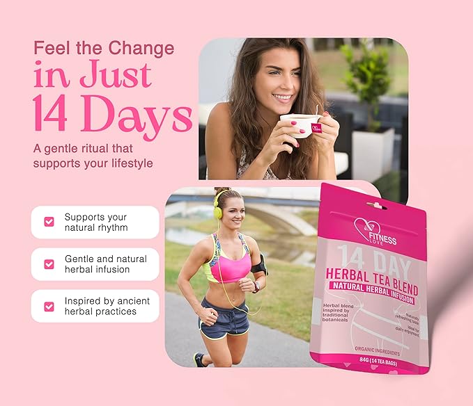 Fitness Love 14 Day Herbal Detox Tea – Caffeine-Free Infusion with Lotus Rose &amp Chrysanthemum – Gentle Digestive &amp Wellness Support – Herbal Blend for Daily Balance