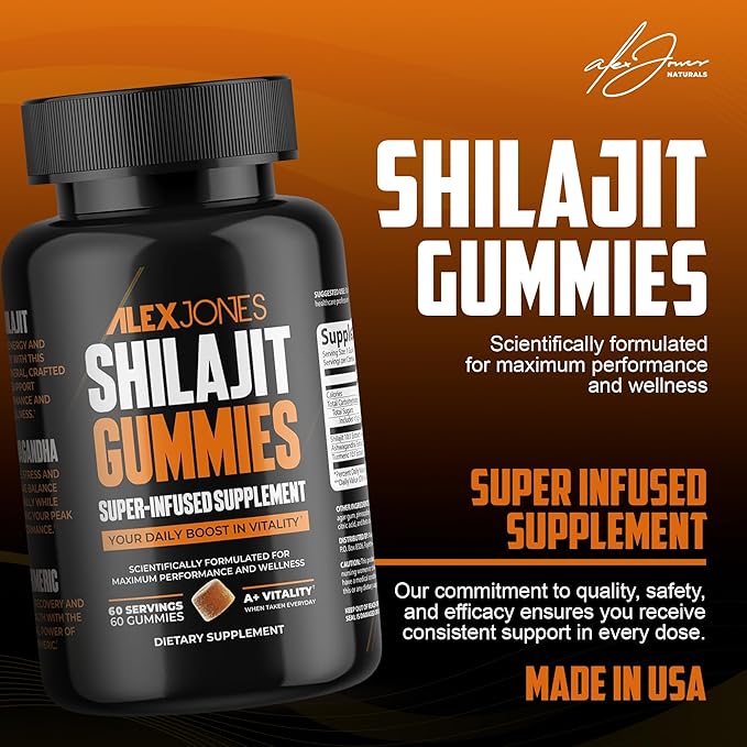 Shilajit Gummies – Men’s Daily Energy &amp Stamina Booster – Sharper Focus &amp Strength w/Ashwagandha for Men – Cellular Energy &amp Performance Supplement – 60 Count