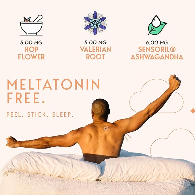 Klova Melatonin-Free Sleep Patches for Adults | Natural Sleep Aid with Ashwagandha Valerian GABA &amp L-Theanine | Fall Asleep Faster Stay Asleep Longer &amp Wake Refreshed | 28 Patches