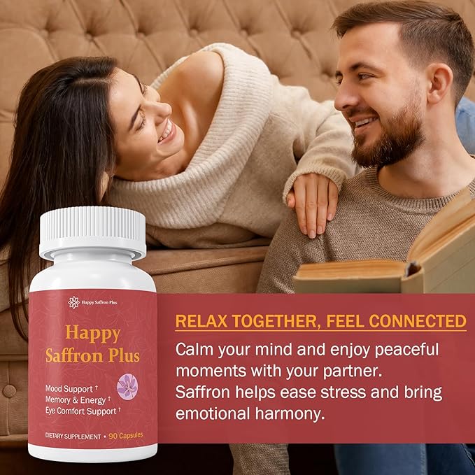 Saffron Supplement for Mood Focus Energy Support Organic Saffron Extract with Curcumin &amp Zinc High Absorption 90 Vegan Capsules