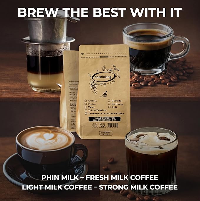doanhdang - 17.6 Oz Traditonal Vietnamese Coffee Blend Arabica Robusta Culi with Caramel Ground Coffee Espresso &amp Brew Origin from Vietnam Whole Med Roast Ground